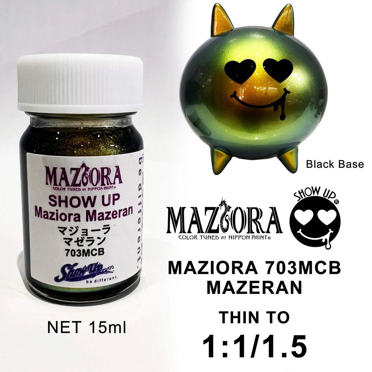 Peinture polarisée Maziora Mazeran de Show UP avec teintes métalliques et effet changeant sous la lumière.
