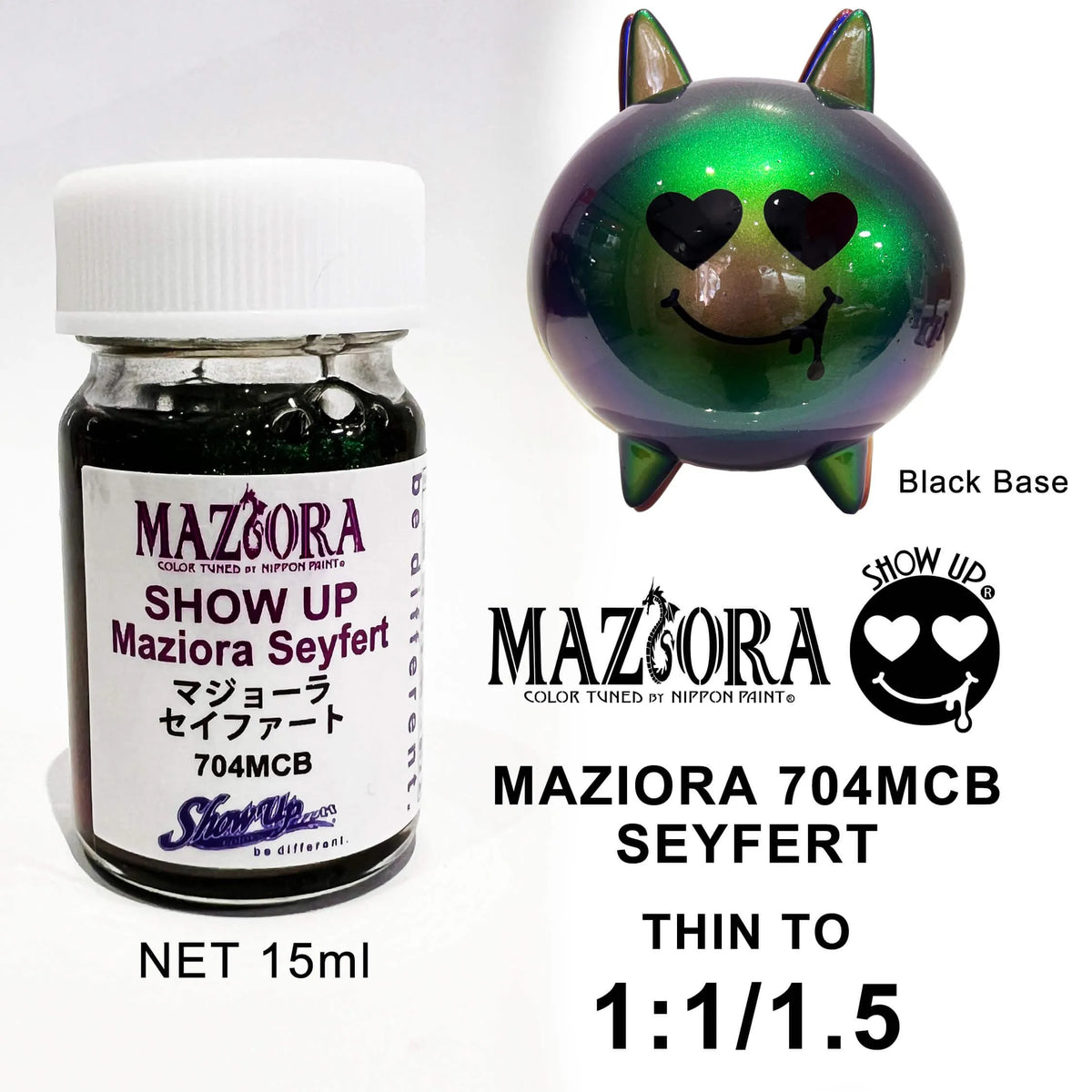 Peinture polarisée Maziora Seyfert de Show UP, couleur irisante avec effets changeants, vue en gros plan.