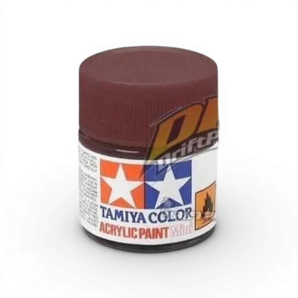 Peinture rouge sombre mate XF9 de Tamiya, pot de peinture pour modélisme et arts plastiques, vue de face.