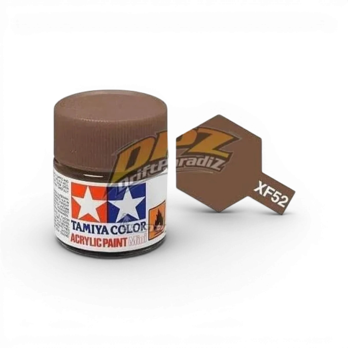 Peinture Tamiya Terre Mat XF52 pour modèles réduits, flacon de peinture en tube avec étiquette.