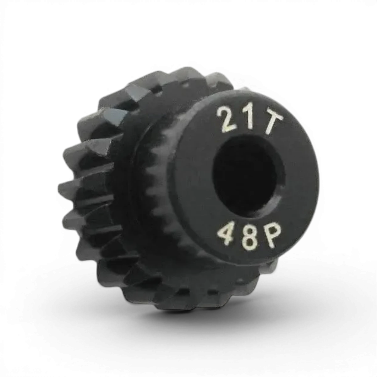 Pignon moteur en aluminium traité, 21 dents, 48dp, pour pièces détachées Integra, visible en détail dans l'image.