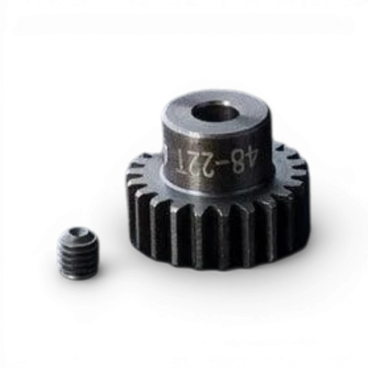 Pignon moteur Max Speed Technology de 22 dents pour vélo ou moto, détail en acier avec dents visibles.