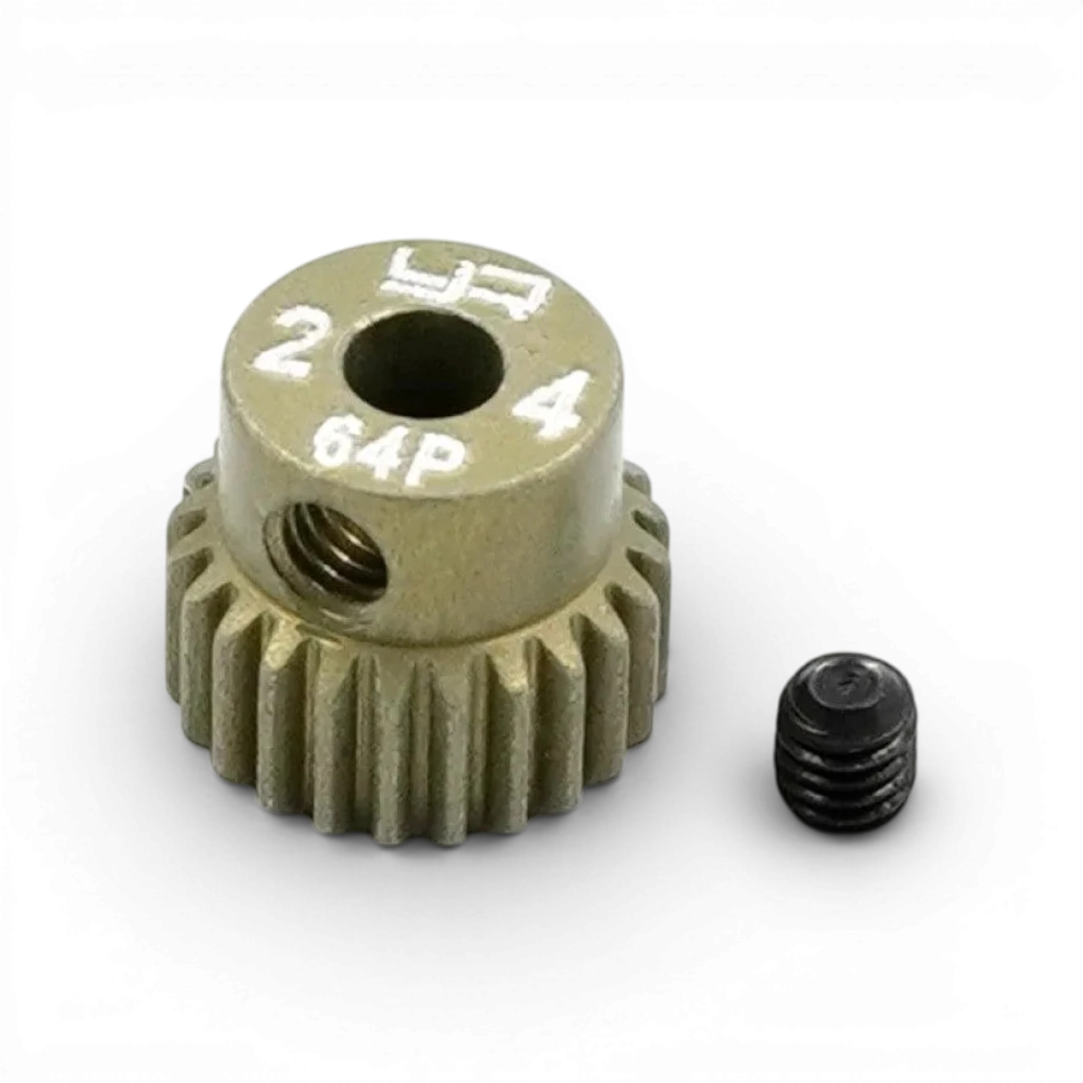 Pignon universel 1/10 en métal, 24 dents, 64dp pour voiture RC Yeah Racing, visible avec dents et finition métallique.