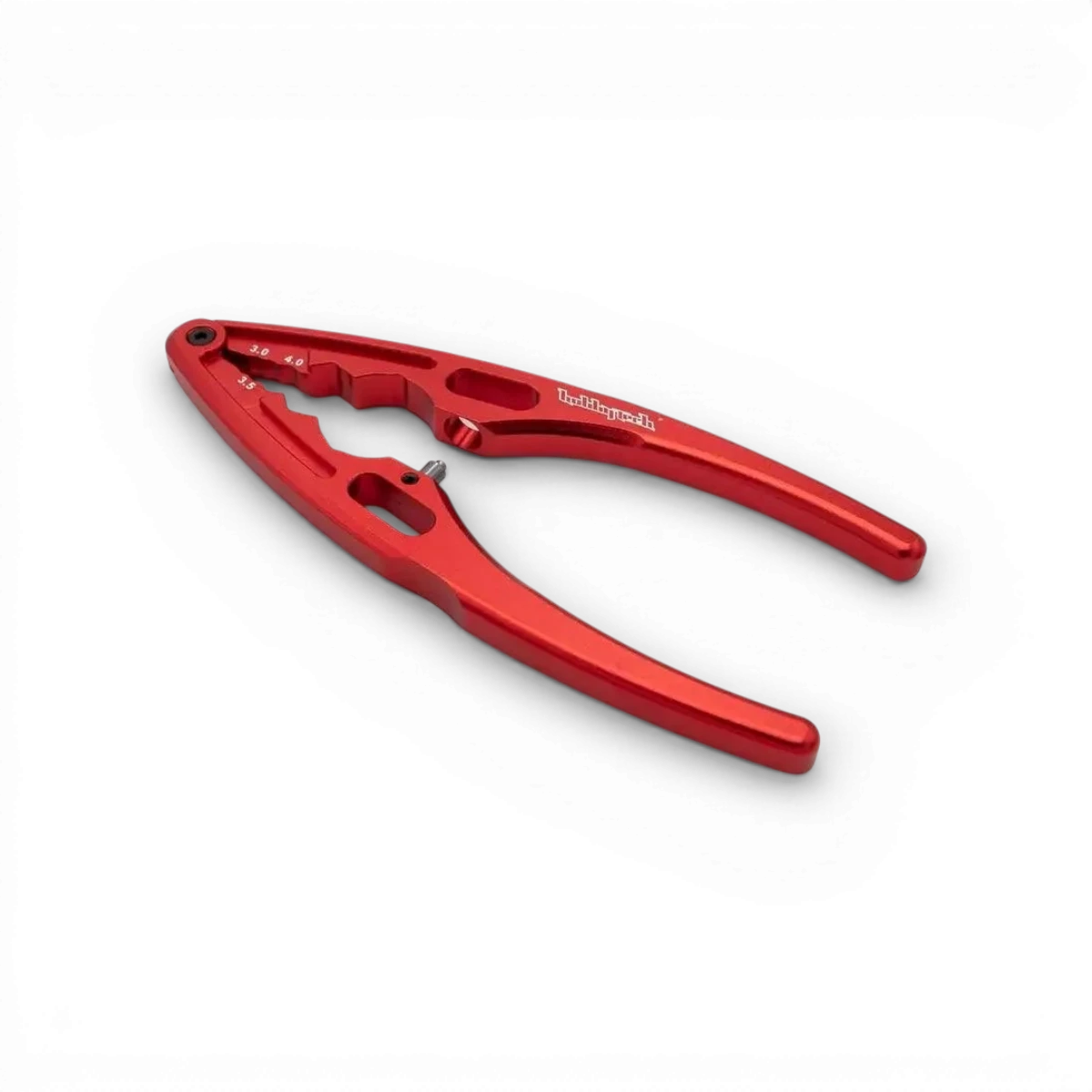 Pince amortisseur en aluminium HOBBYTECH, accessoire robuste pour suspension de moto ou vélo, visible avec détails métalliques.