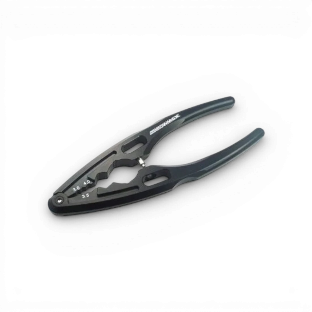 Pince amortisseur V2 Arrowmax RC, accessoire pour voiture RC, en plastique noir avec poignée ergonomique.