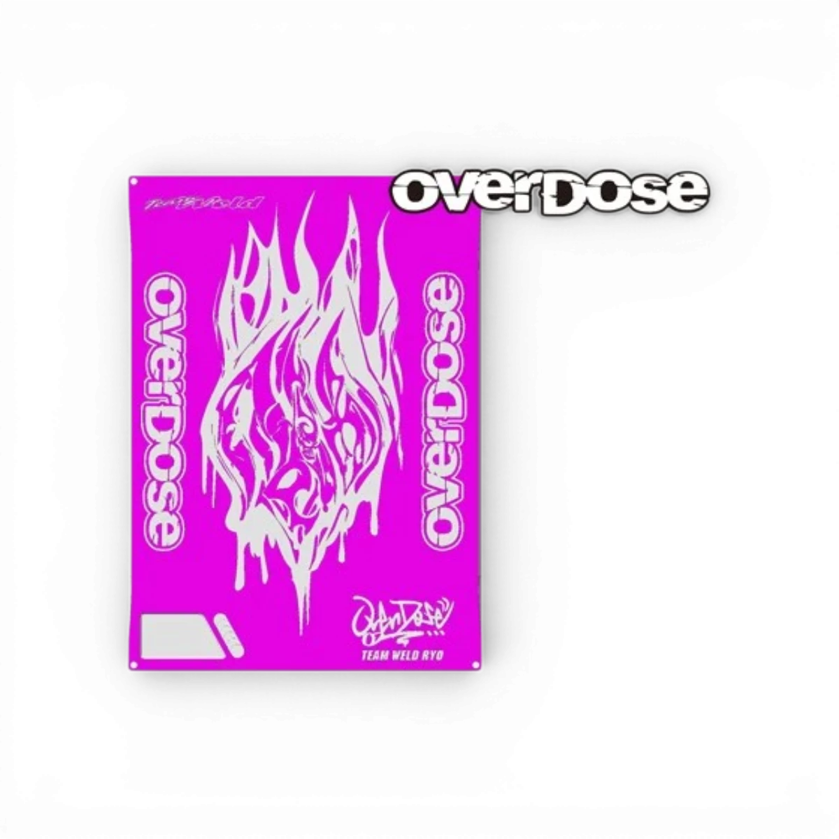 Planche de réglage OVERDOSE Ver.2 Weld Skull usinée, limitée et personnalisée, pour moto ou véhicule, en acier robuste.