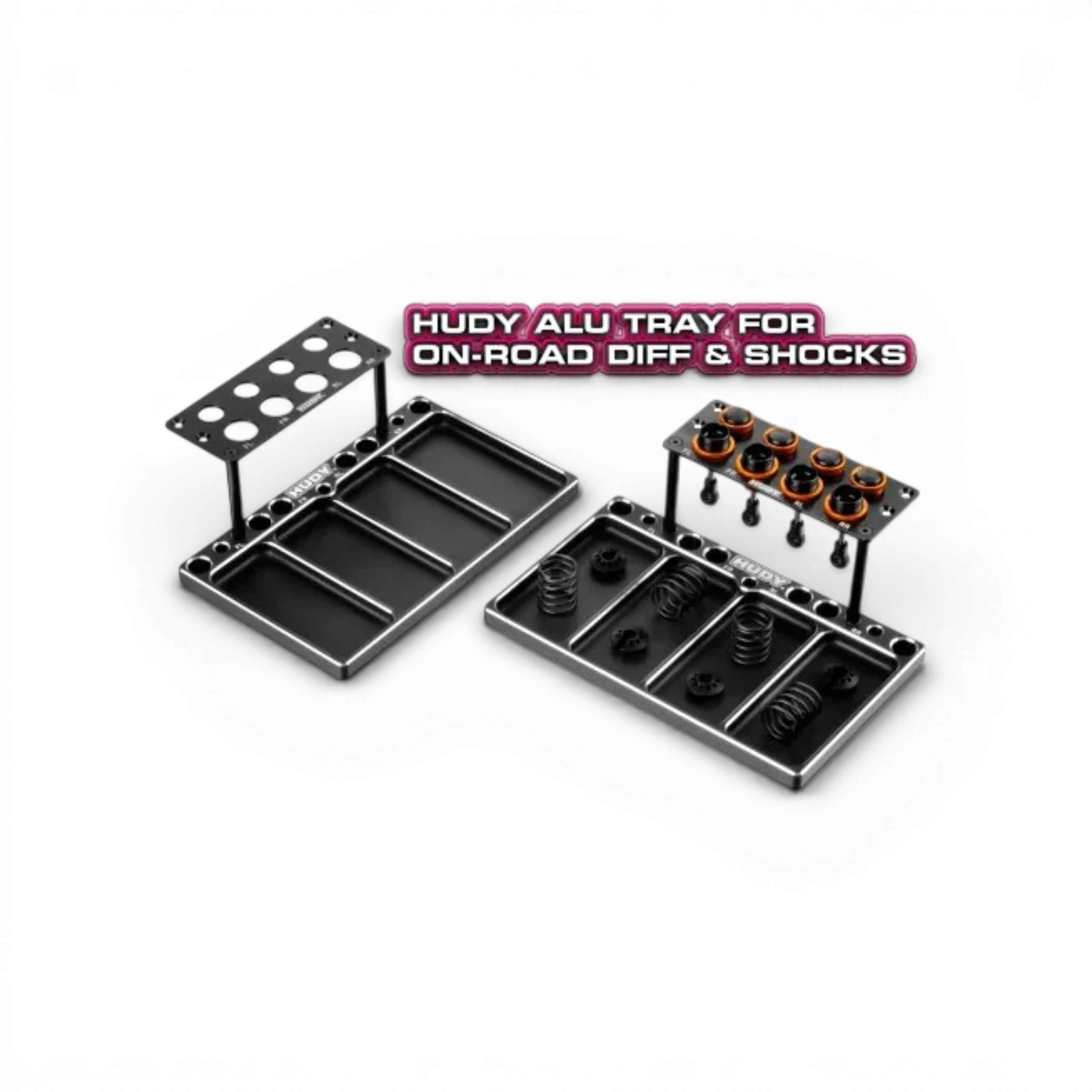Plateau en aluminium pour diffusions et amortisseurs de voitures de drift et piste, par Hudy, accessoires pour voitures RC.