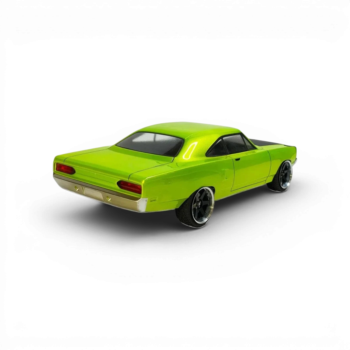 Modèle de carrosserie Plymouth Road Runner 1970 en résine Aplastics RC, vue de face avec détails réalistes.