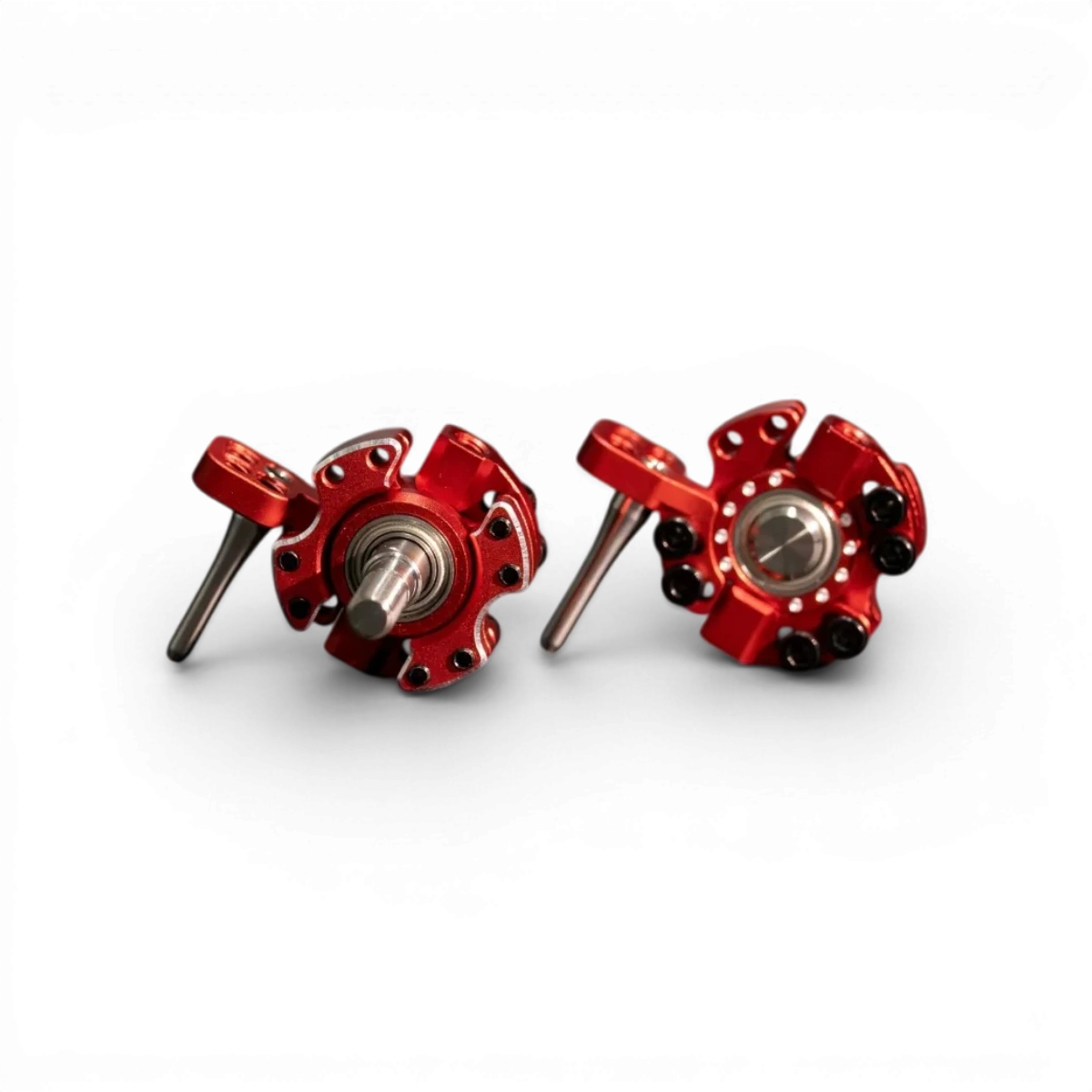 Porte-fusées avant en aluminium pour voiture de course RhinoRacing, fixation robuste et légère pour suspension.