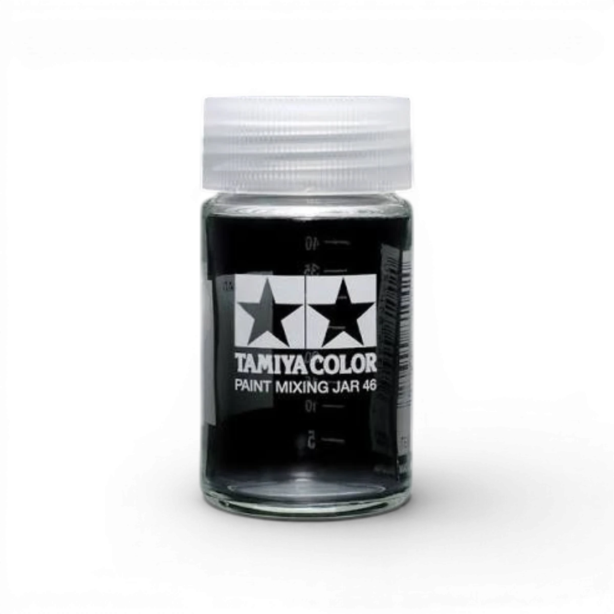 Pot gradué pour mélange de 40ml de la marque Tamiya, utilisé pour préparer et mesurer des peintures dans les projets d'art.