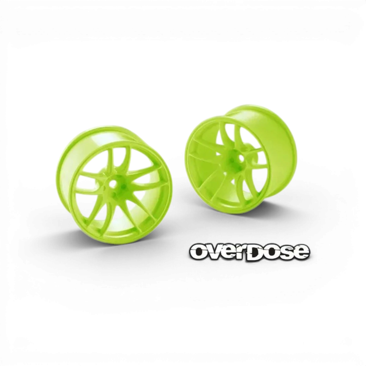 Jantes Overdose R-SPEC WORK EMOTION CR Kiwami 30mm lime jaune avec décalage OFF+9, vue de face.