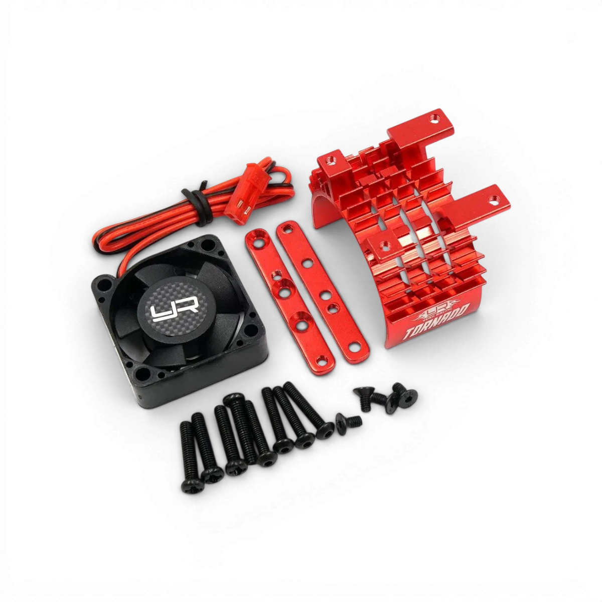RADIATEUR EN ALUMINIUM 540 & 550 DISSIPATEUR DE CHALEUR AVEC VENTILATEUR HAUTE VITESSE TORNADO ROUGE - Yeah Racing - DriftParadiZ
