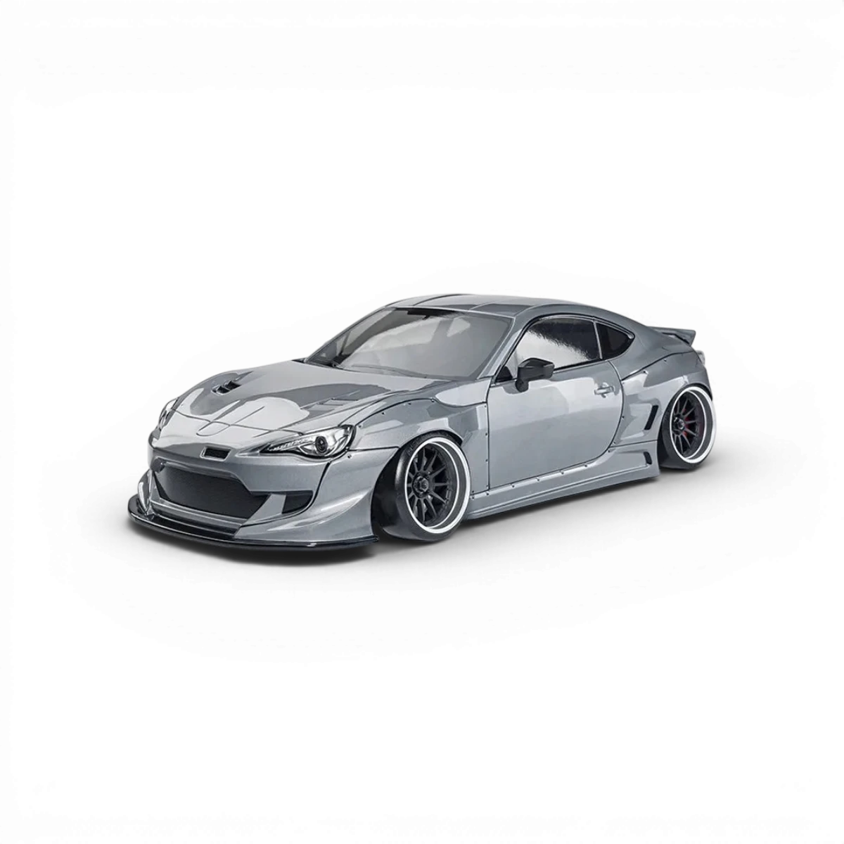 Voiture RC drift Max Speed Technology Toyota GT86 grise, modèle RMX 2.5 RTR, vue de côté avec détails de la carrosserie.