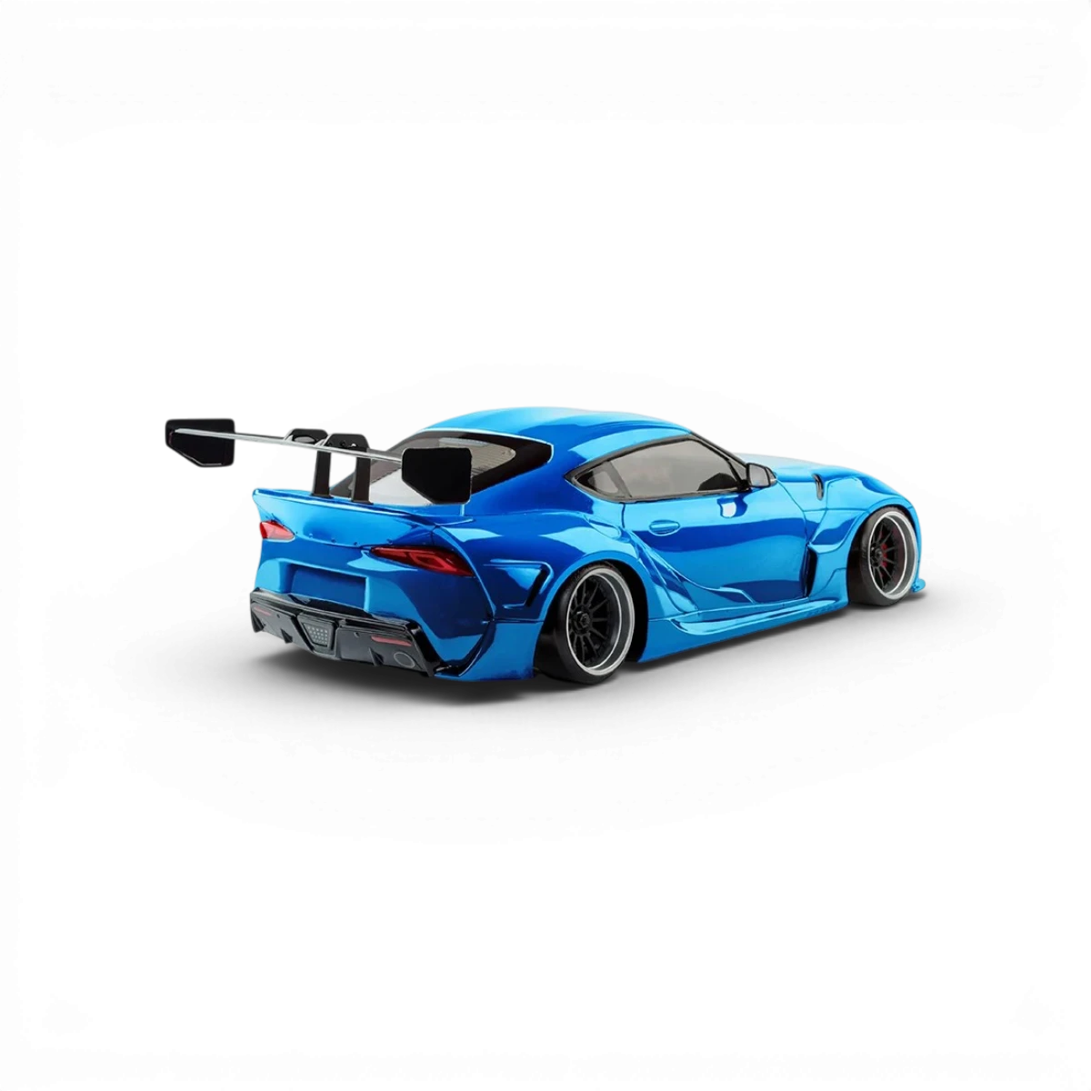 Voiture RC drift brushless Max Speed Technology RMX 2.5 RTR A90 Toyota Supra A90 bleue, vue de côté avec détails du modèle