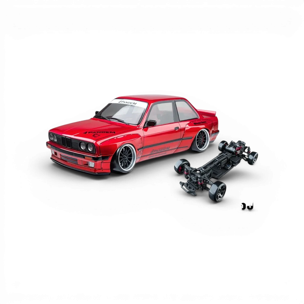 Voiture RC Drift Max Speed Technology RMX 4 RTR E30RB, brushless sensored, prête à rouler, vue de côté sur route en asphalte.