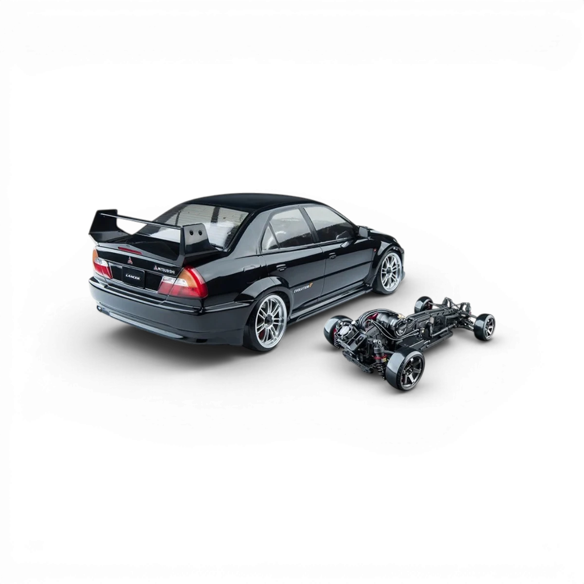 Voiture RC Drift Max Speed Technology RMX 4 RTR EVO V, brushless sensored, prête à rouler, vue de côté avec pneus et carrosserie noire.