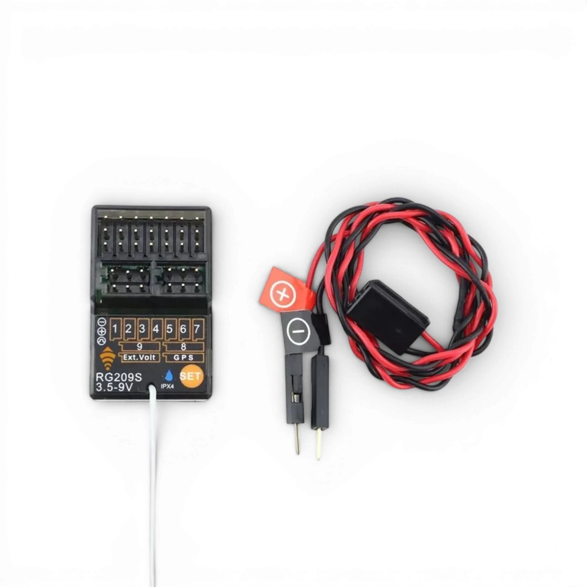 Récepteur électronique 6 voies Konect, vue de face avec boutons de contrôle et indicateurs lumineux.