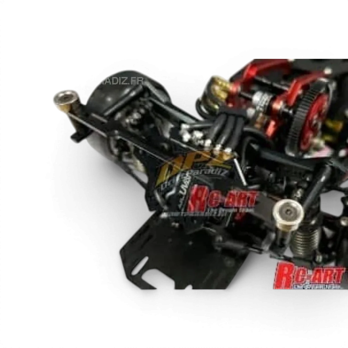 Support de rigidificateur avec aimant arrière pour customisation RC Art, conçu pour renforcer la stabilité du véhicule.