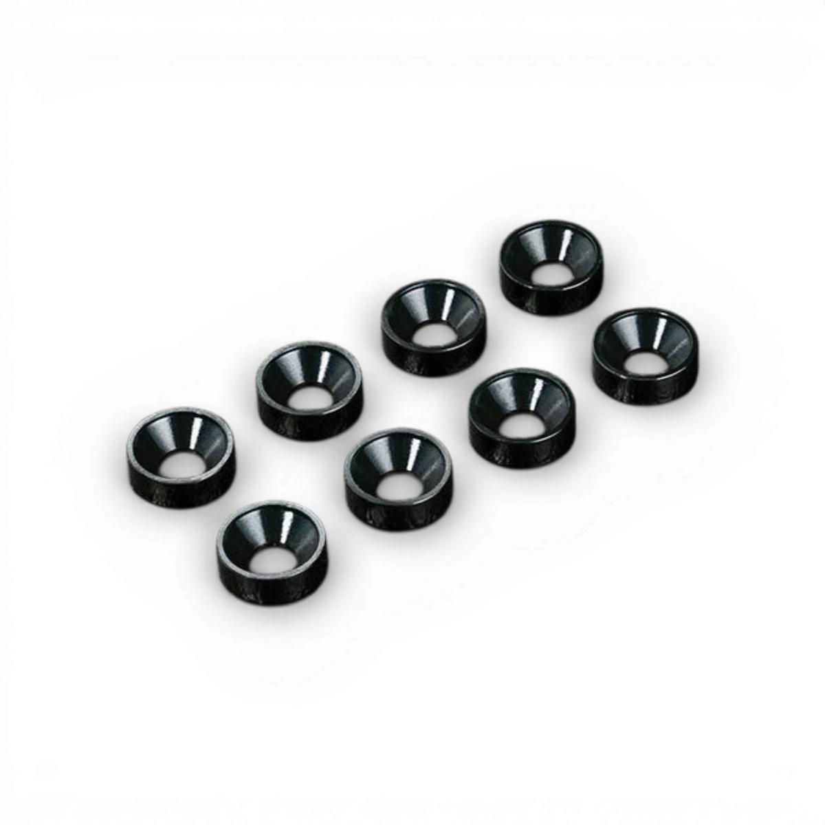 Rondelles cuvettes M3 noires de Max Speed Technology, pièces détachées pour fixation ou assemblage mécanique.