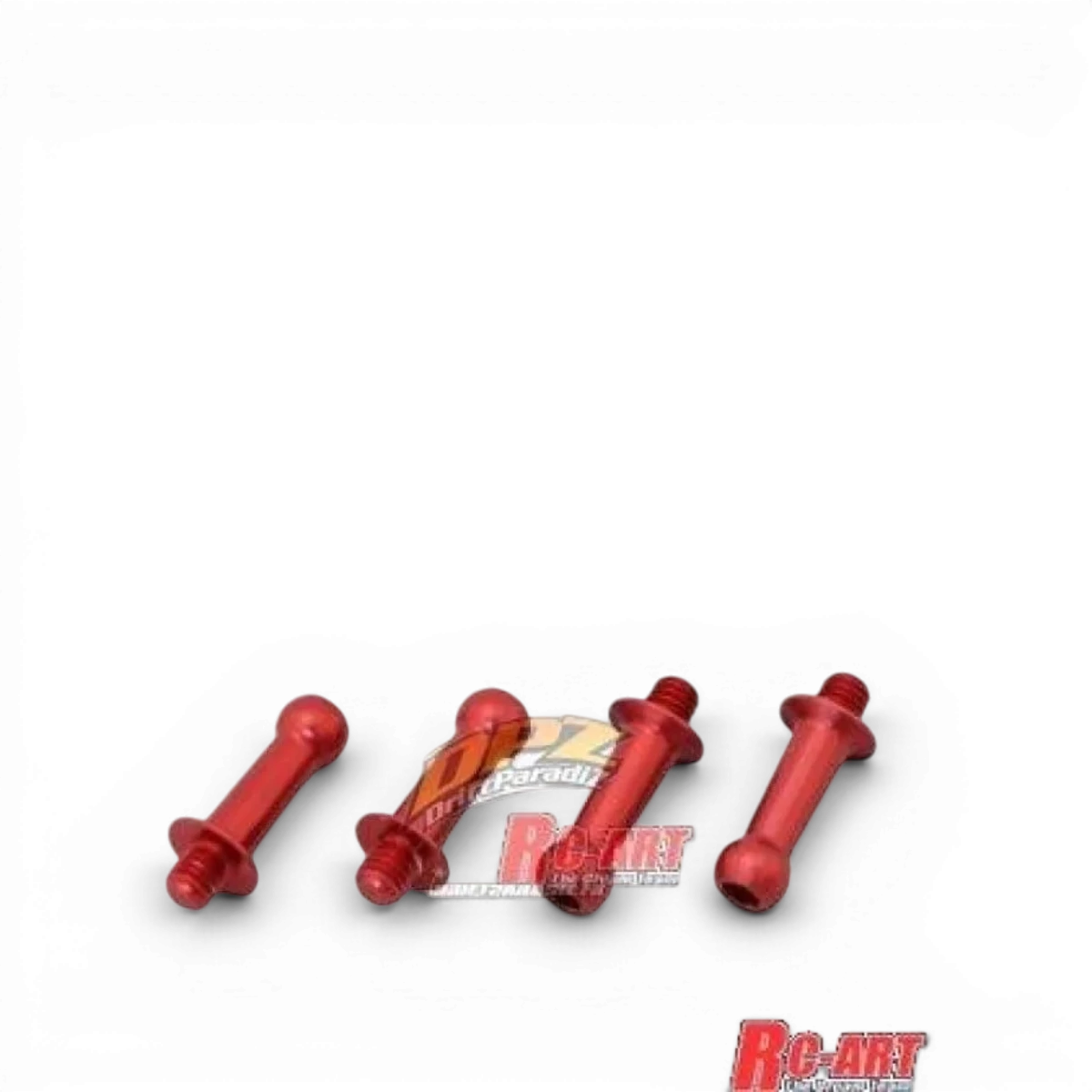 Rotules Duralium rouges 4,3 mm de marque World Pro, pièces détachées avec dimensions L10mm x M3, montrées en gros plan.