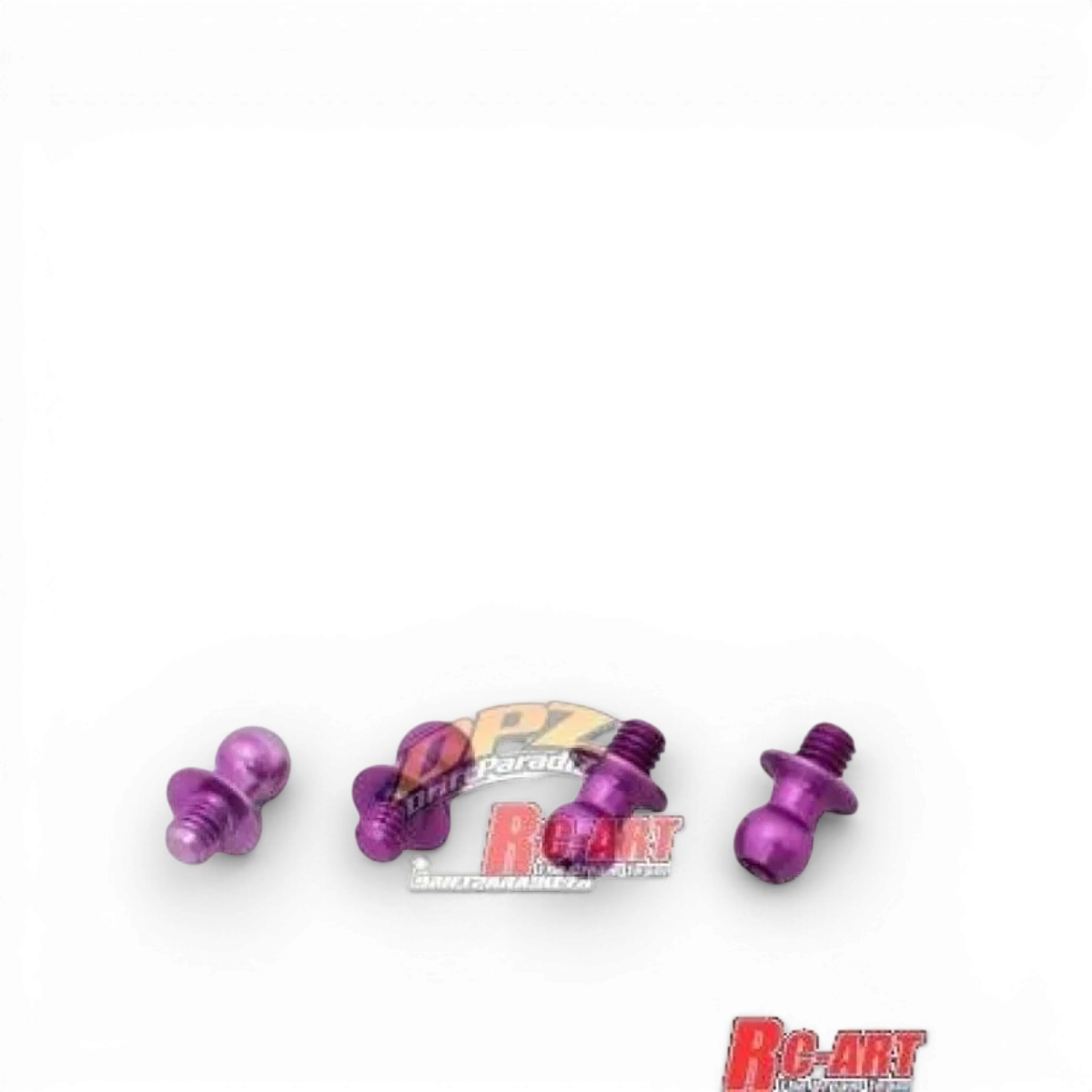 Rotules Duralium violettes 4,3 mm de marque World Pro, pièces détachées pour modèles RC, visibles en gros plan.