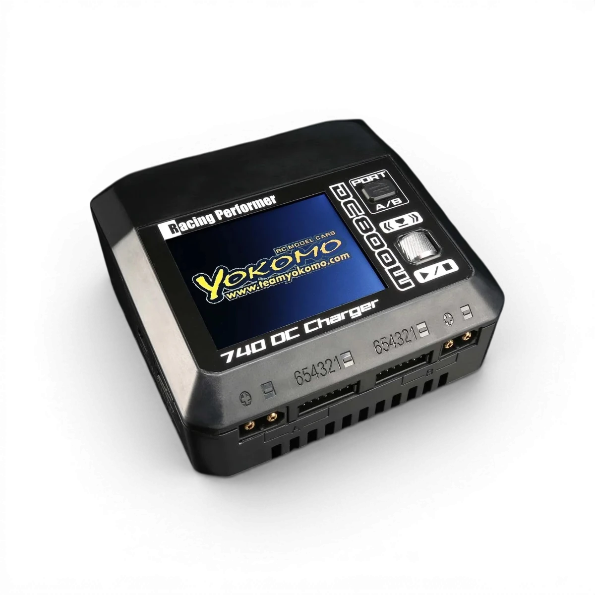 Chargeur/déchargeur DC Team Yokomo RP-740DC avec deux ports de 400W, capacité de 800W en parallèle pour électronique.