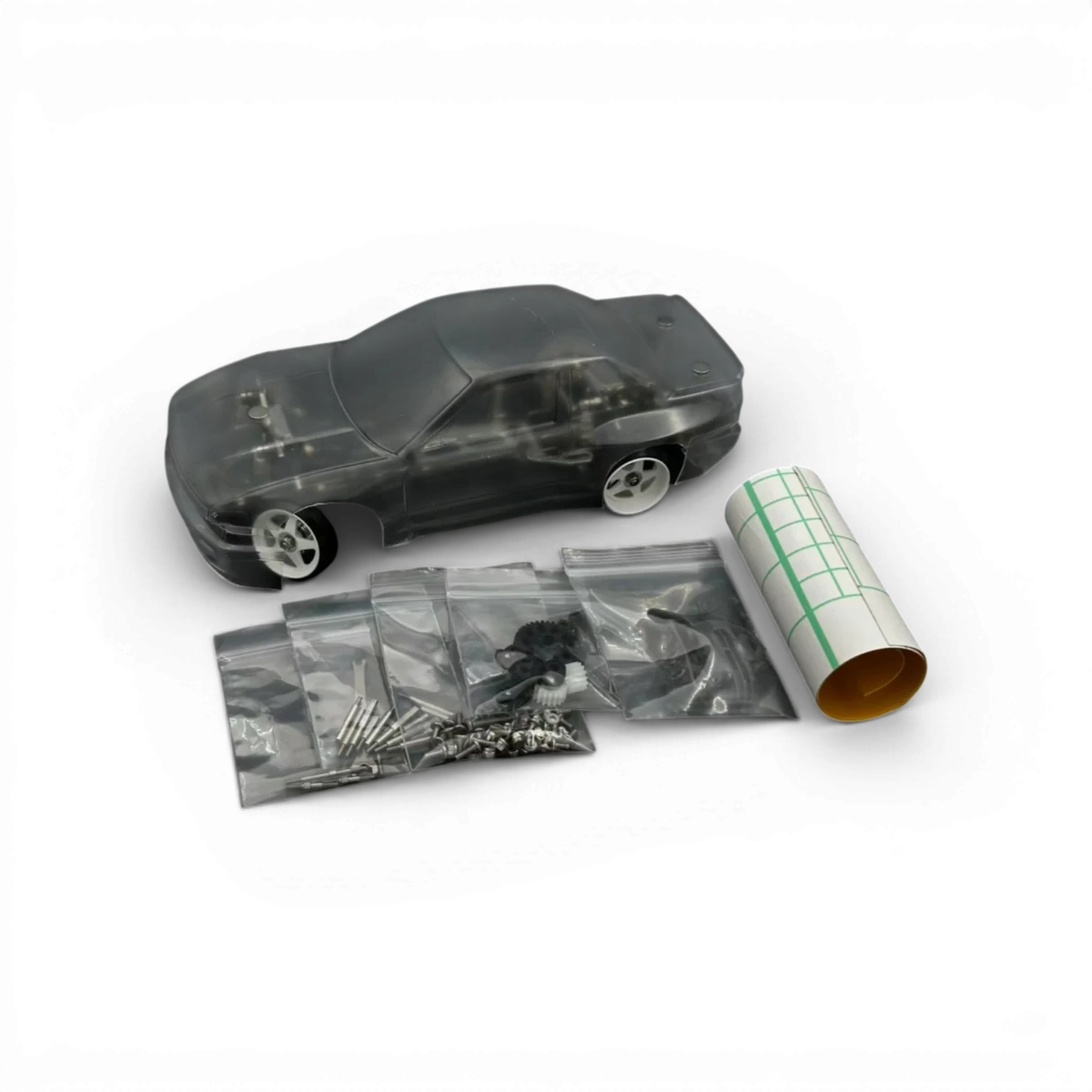 Voiture de sport RWD Drift RTS 1/24 RhinoRacing, kit assemblé, modèle détaillé pour collection ou course de drift.