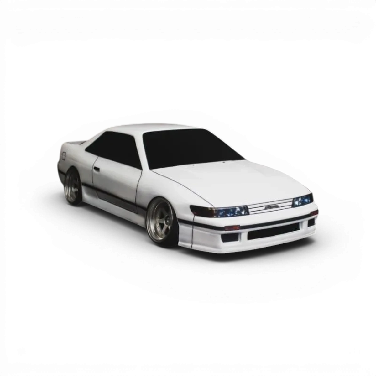 Carrosserie S13 Silvia V1 Stock de Aplastics RC, vue de face avec détails de la peinture et finitions pour voiture RC.