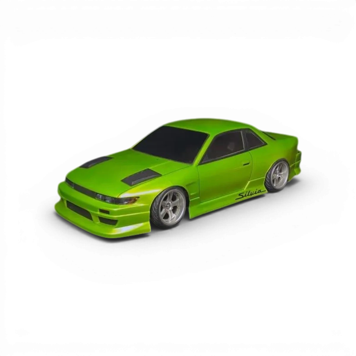 Carrosserie S13 Silvia V2 Wide pour voiture RC de la marque Aplastics RC, vue de face avec détails de la carrosserie.