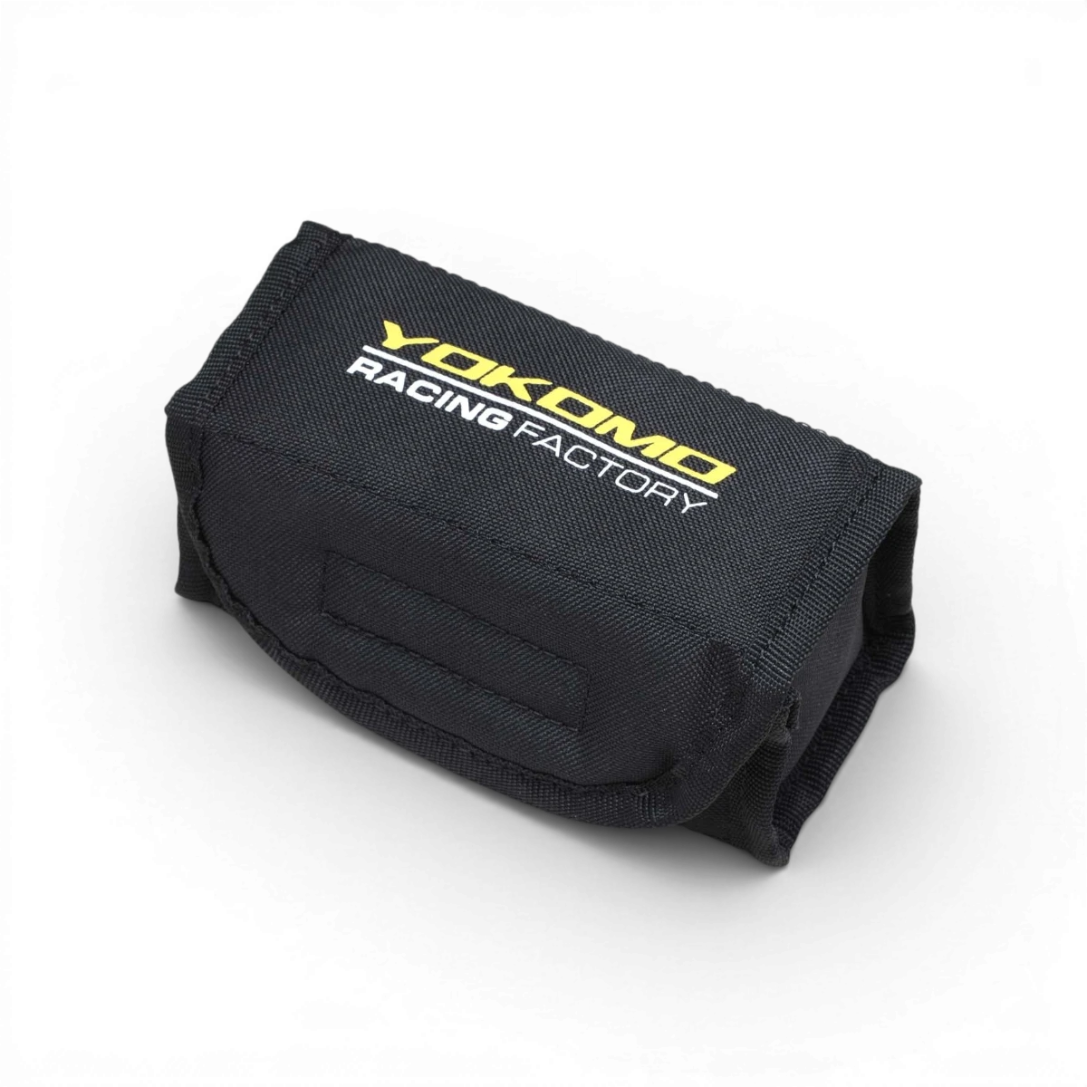 Sac à LIPO Team Yokomo, électronique, 110 x 50 x 55 mm, sac de sécurité pour batteries LIPO, noir avec logo.