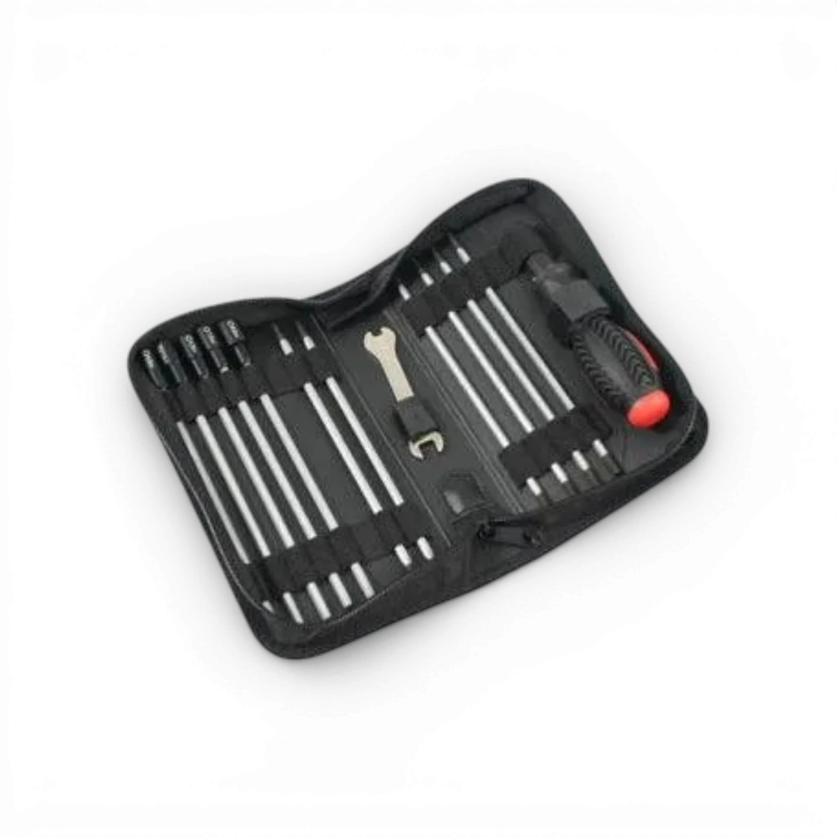 Sac à outils Fastrax 19-en-1 avec plusieurs compartiments, conçu pour le rangement et l'organisation d'outils professionnels.