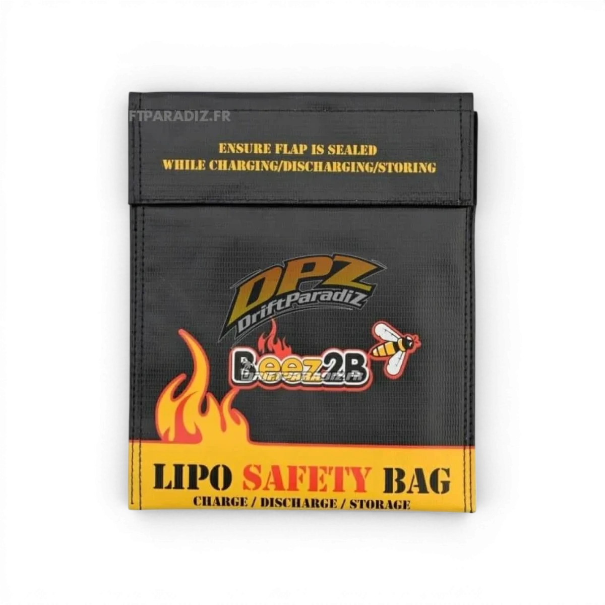Sac anti-feu pour batteries électronique Beez2b, résistance au feu et sécurité pour stockage de batteries.
