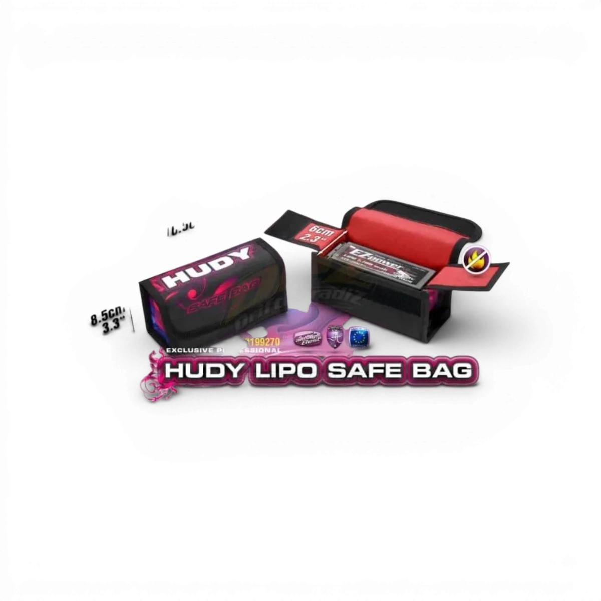 Sac de charge Lipo Hudy, sac de transport électronique pour batteries Lipo, avec compartiments pour accessoires.