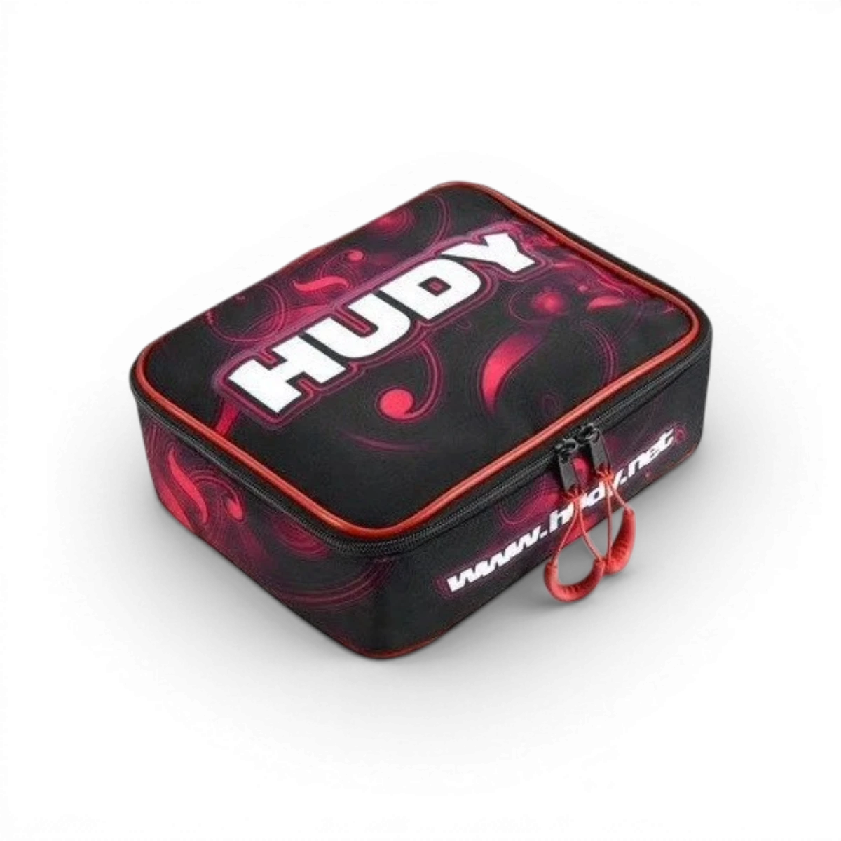 Sac de rangement pour accessoires Hudy, organisé avec plusieurs compartiments pour accessoires divers.