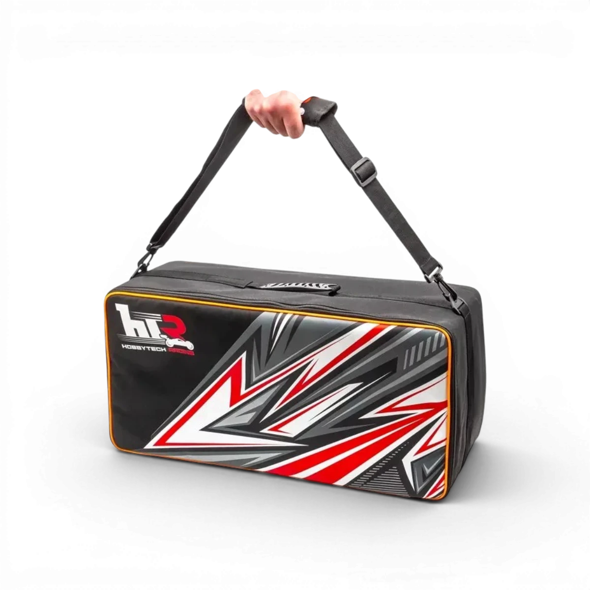 Sac de transport HOBBYTECH 1/10 pour accessoires de voiture RC, en tissu robuste avec poignée de maintien.