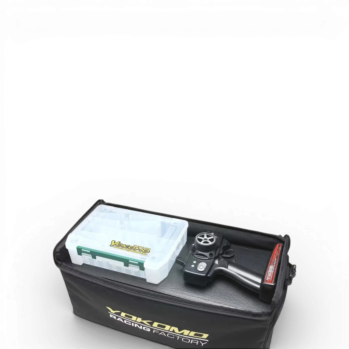 Sac de transport taille S pour voitures 1/10, accessoire de marque Team Yokomo, pratique pour transporter et stocker.
