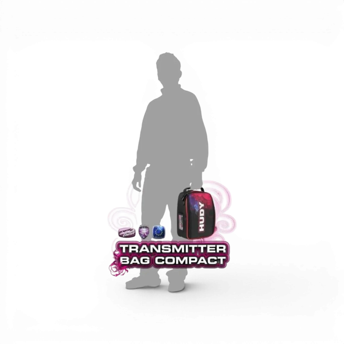 Sac de transport Radio compact Hudy pour accessoires radio, noir avec poignée pour un transport facile.
