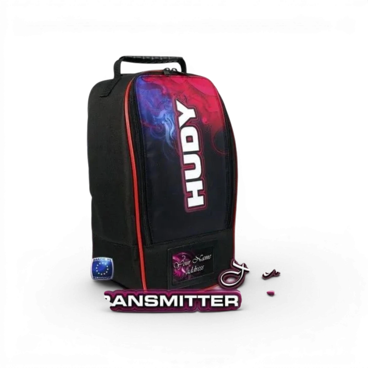 Sac de transport radio Hudy, grand modèle, accessoire pratique avec compartiments pour appareils électroniques et accessoires.