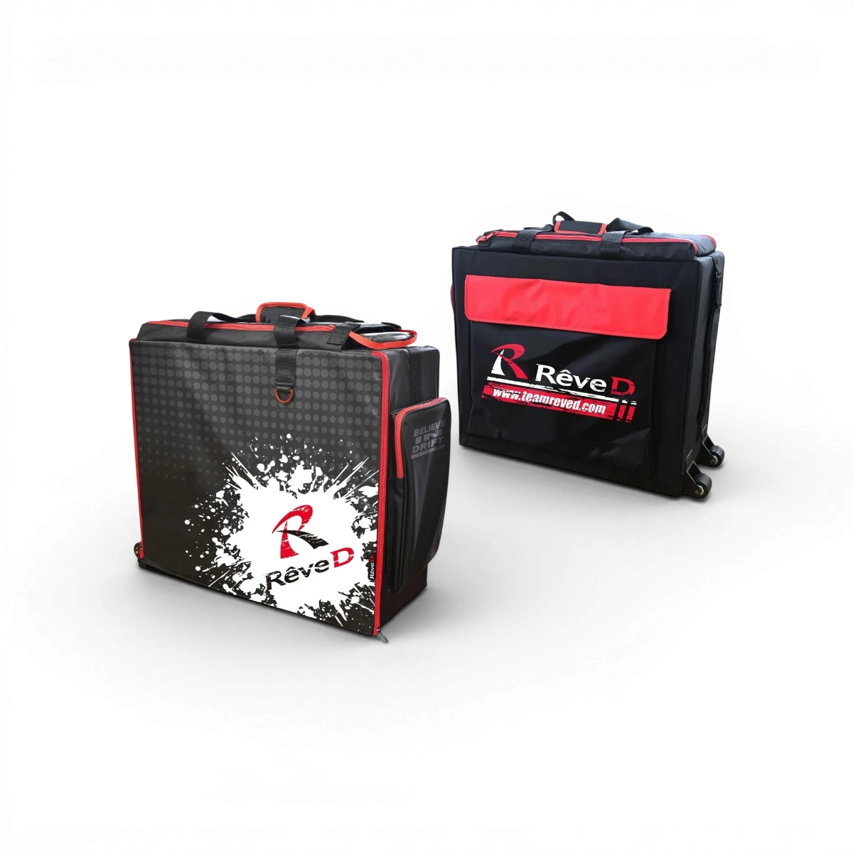 Sac pour RC 1/10 de la marque Team Reve D, accessoire robuste en noir avec logo visible, idéal pour véhicules radiocommandés.