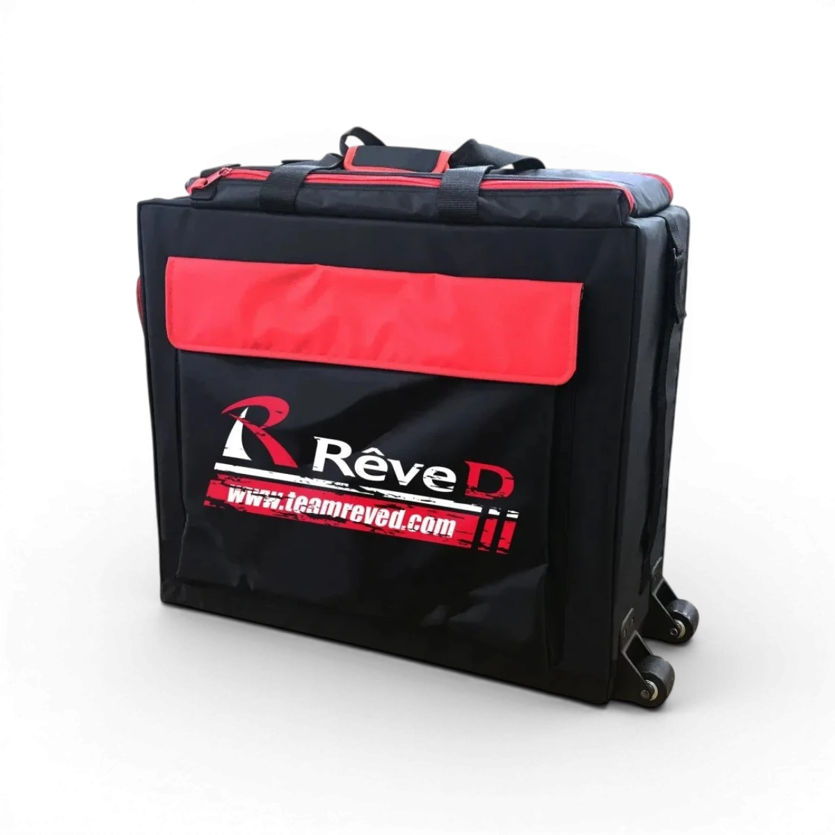 Sac pour voiture RC 1/10 de la marque Team Reve D, accessoires pour modèles réduits, en tissu noir avec logo.
