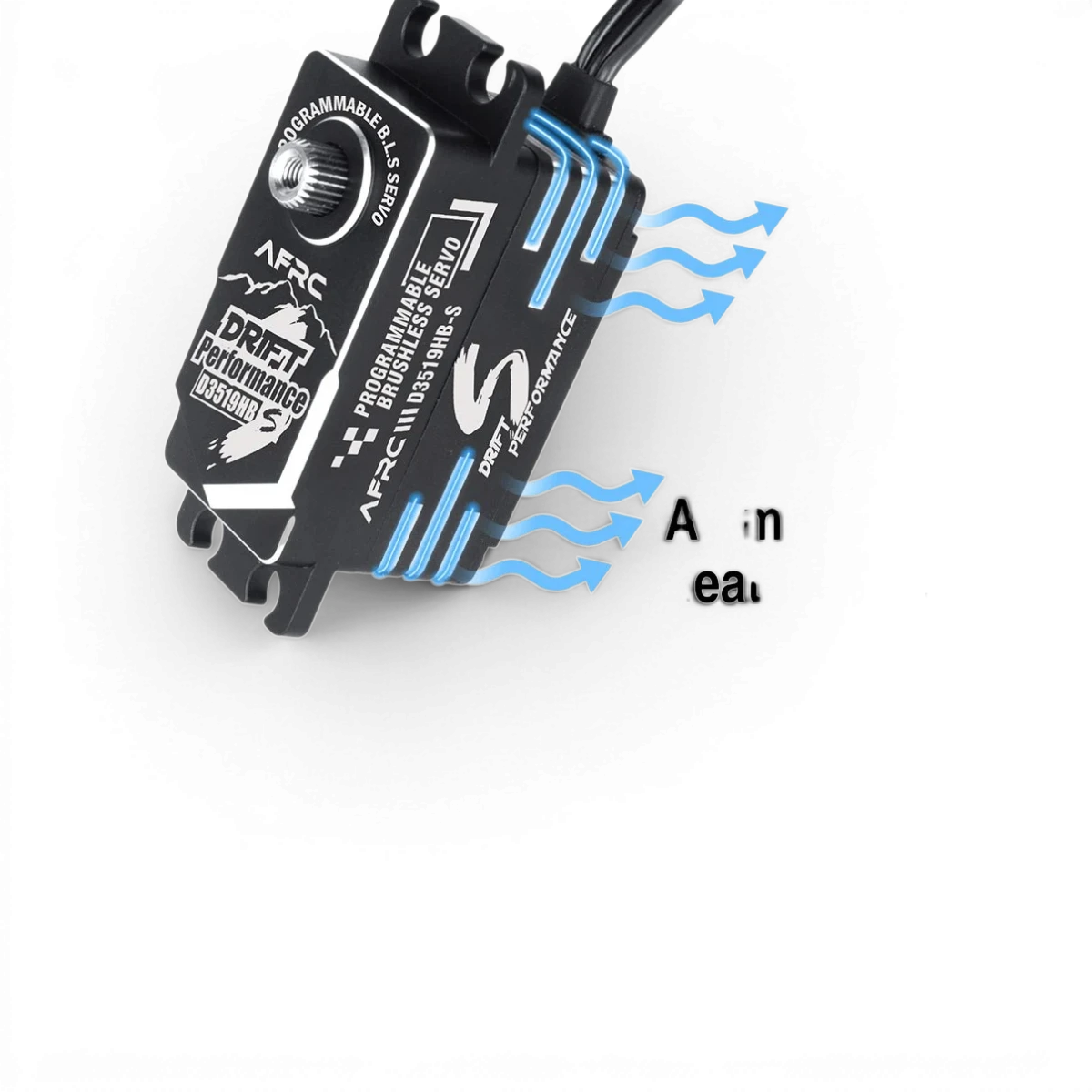 Servo électrique HV brushless programmable AFRC D3519HB-S pour modélisme, avec composants électroniques visibles.