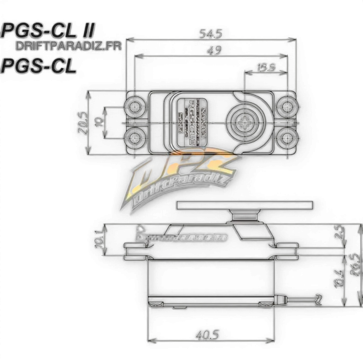 Servo low-profile Sanwa PGS-CLII en métal, 16,6 kg, 0,08 s, pour électronique, image montrant le servo compact et robuste
