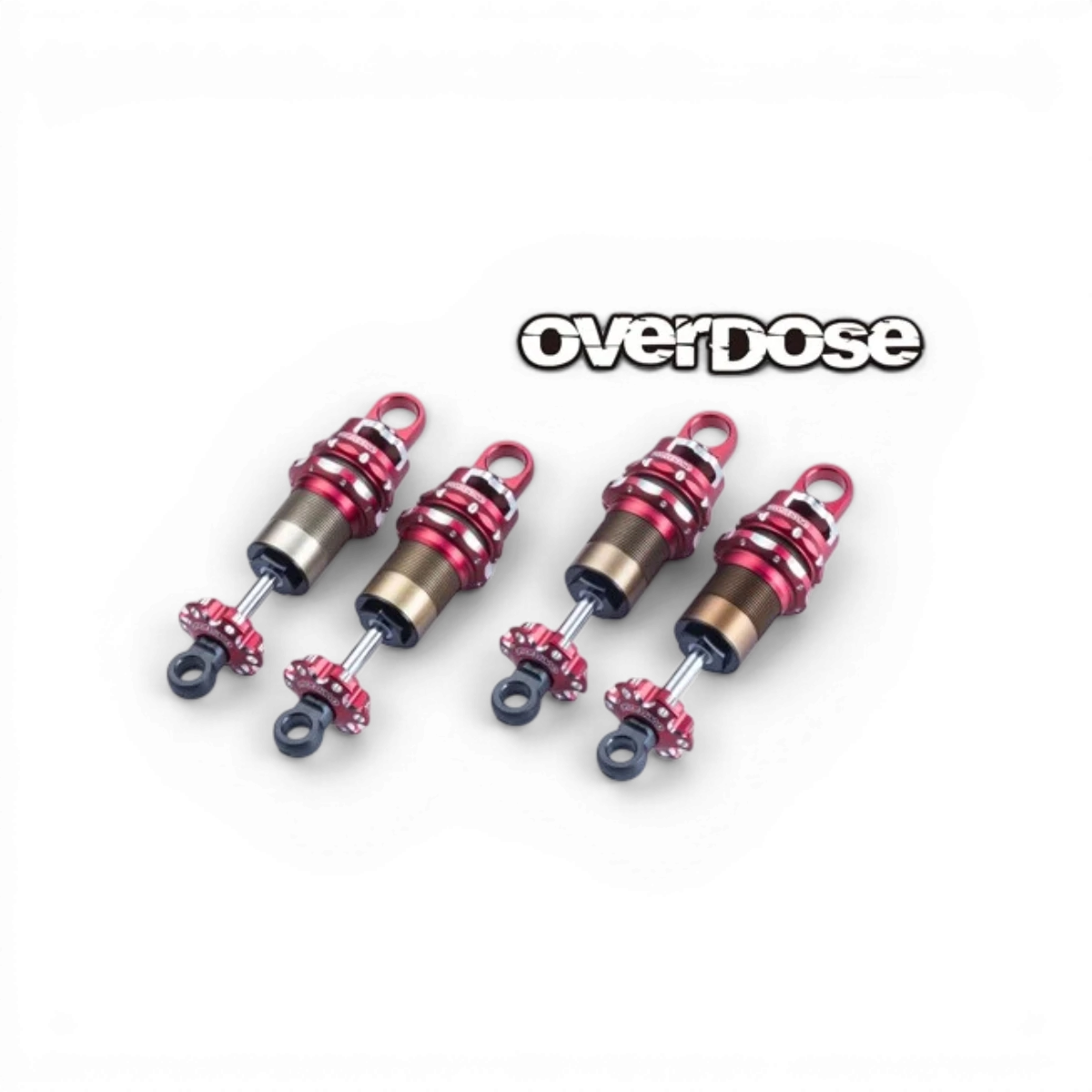 Ensemble d'amortisseurs haute gamme Spec v4 Overdose, pièces détachées pour suspension de voiture, visibles sur l'image.