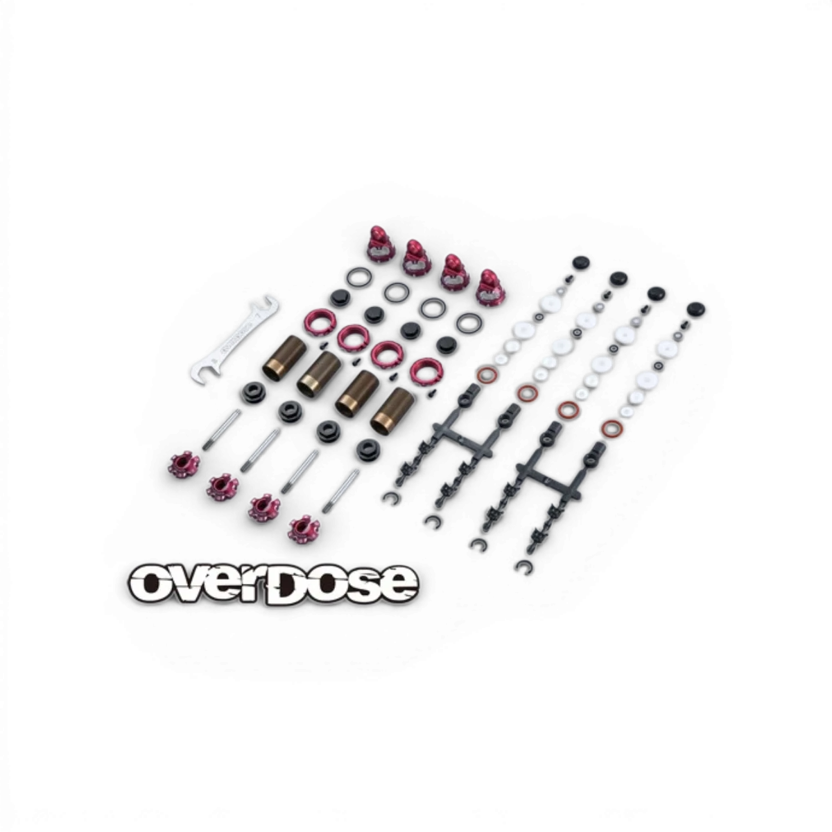 Ensemble d'amortisseurs haut de gamme Spec V4 d'Overdose, pièces détachées pour suspension performante.