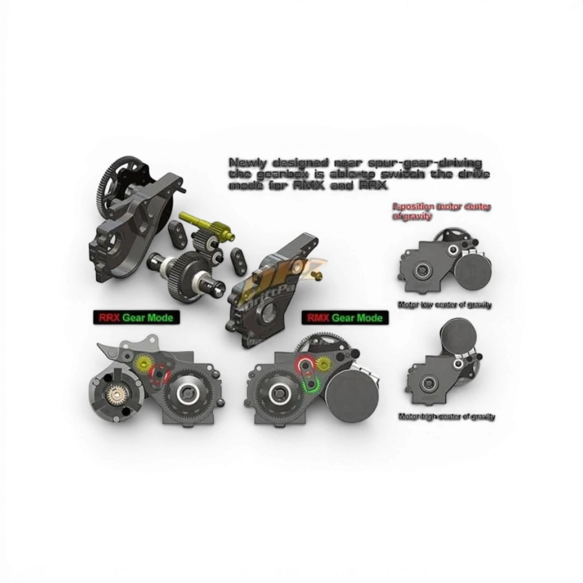 Ensemble de cage différentielle à pignon rouge pour Max Speed Technology RMX/RRX, pièces détachées pour voiture RC.