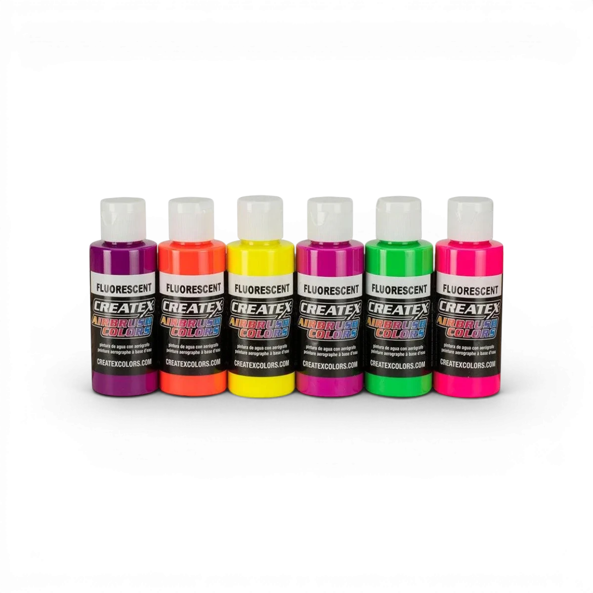 Ensemble de 6 flacons de 60 ml de couleurs fluorescentes classiques Createx, peinture pour artistes et projets créatifs