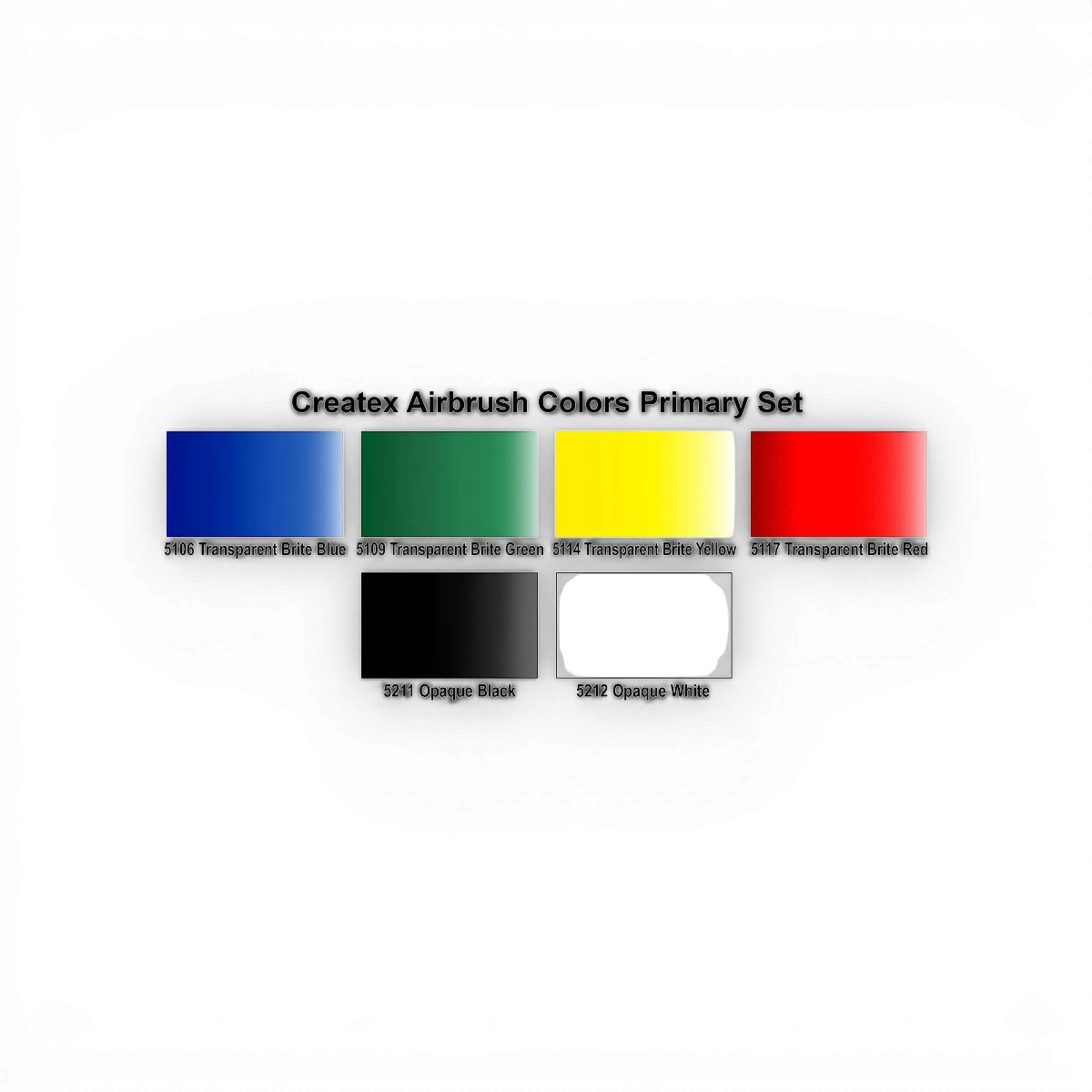 Ensemble de 6 flacons de 60ml de couleurs Createx Classic transparent et opaque pour peinture et décoration.