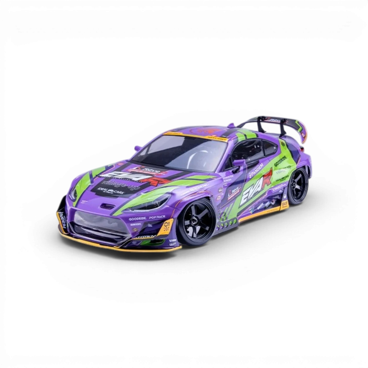 Ensemble de stickers de carrosserie Evangelion Racing GR86 de la marque Team Reve D, avec motifs colorés et graphiques pour voiture.