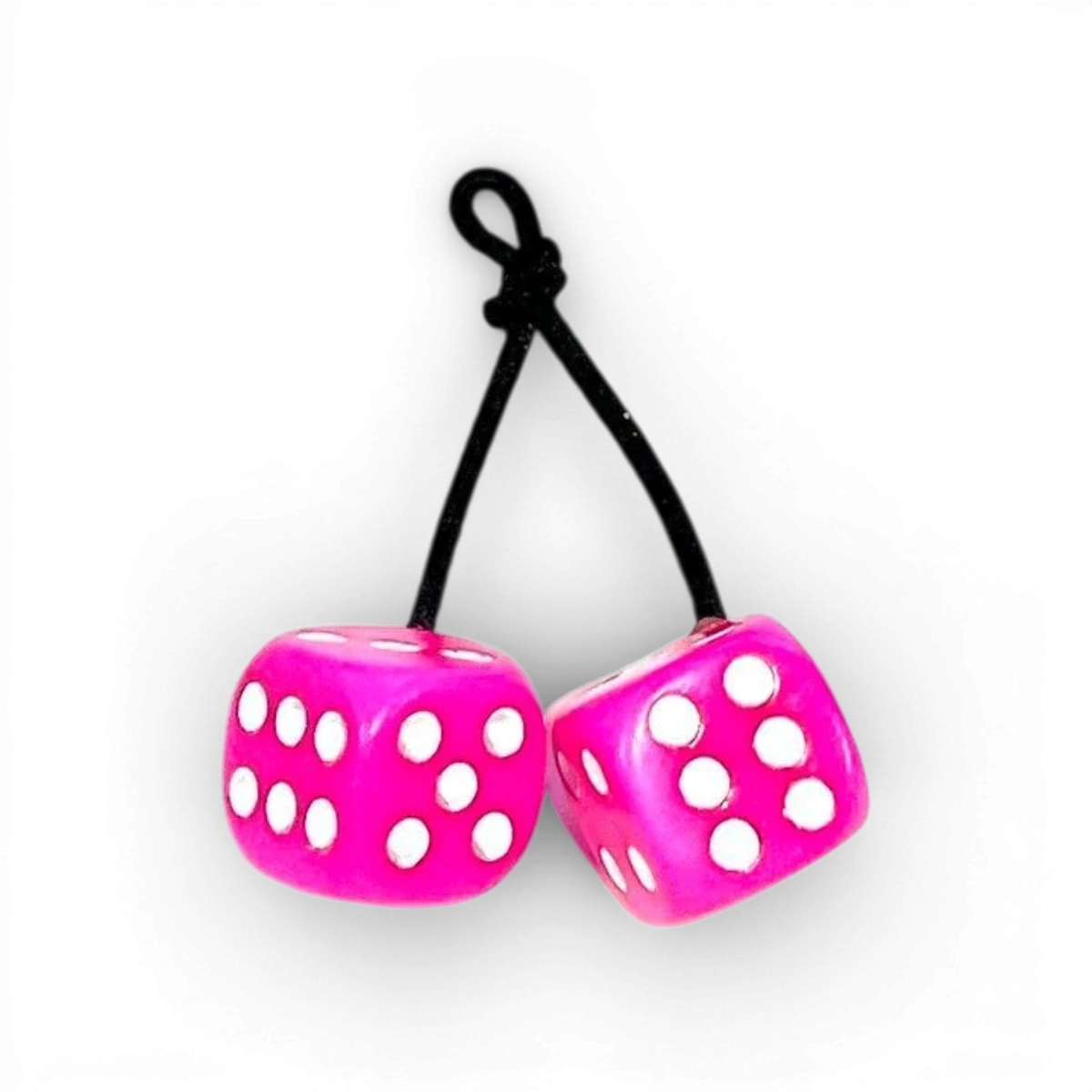 Ensemble de dés NEON personnalisés ETO Works en rose fluo, idéal pour jeux de société et collection.