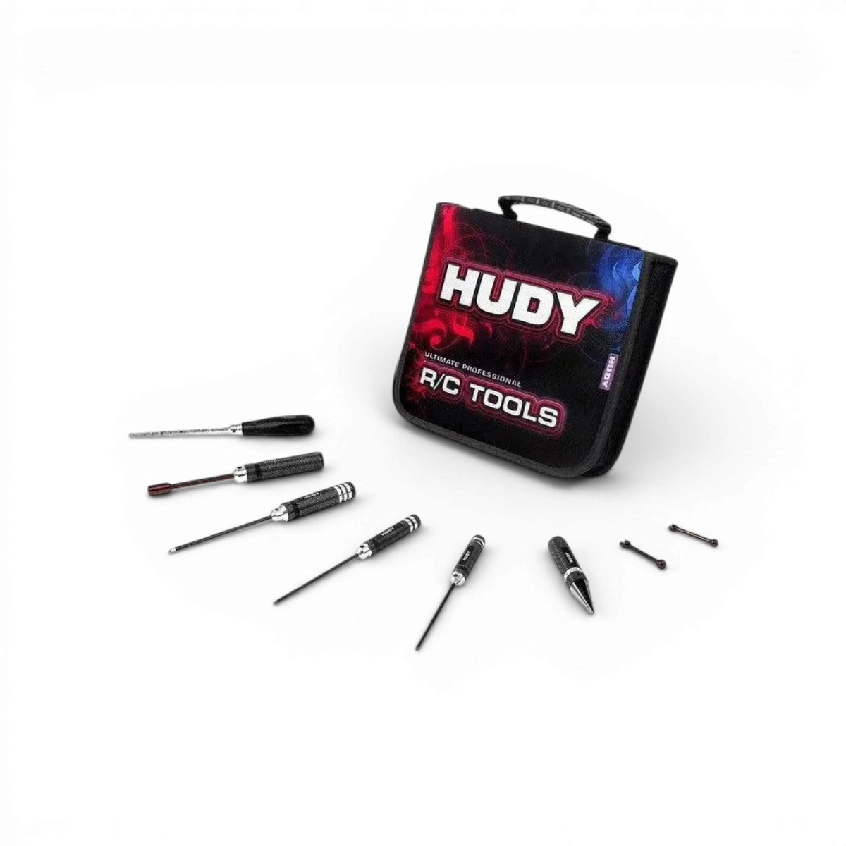 Ensemble d'outils Hudy pour voitures de touring et drift 1/10 avec trousse de rangement, outils de précision pour modélisme RC.